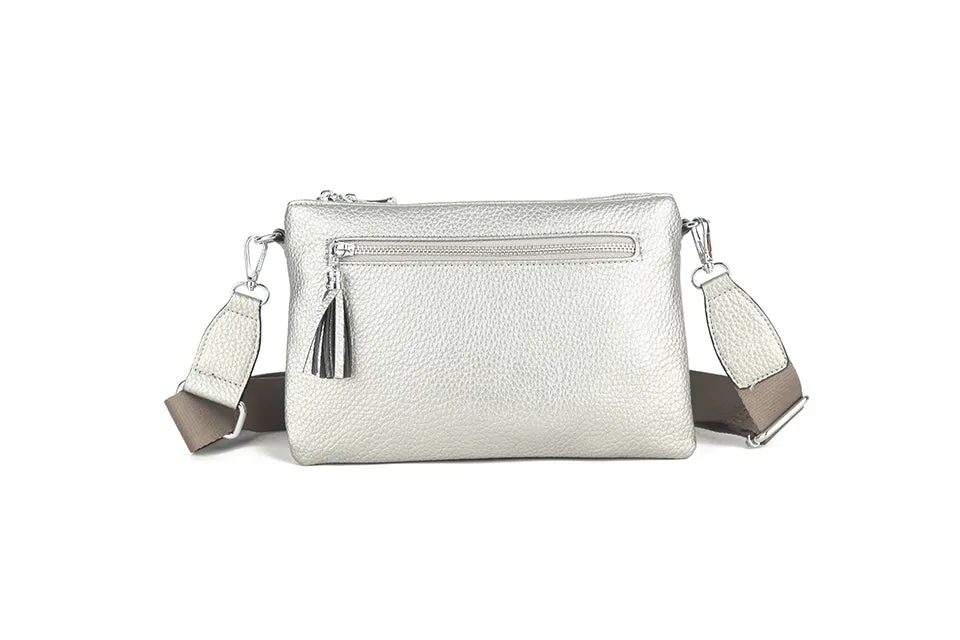 Sophie Triple Zip Handbag Metallic