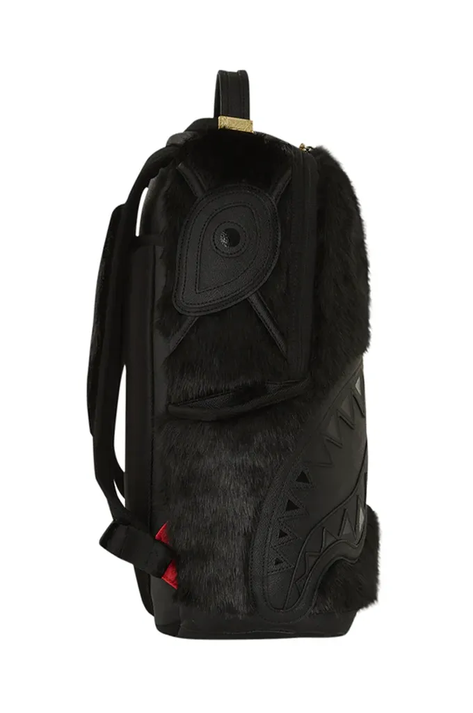 Sprayground Nissim Black Faux Fur DLXSF Backpack