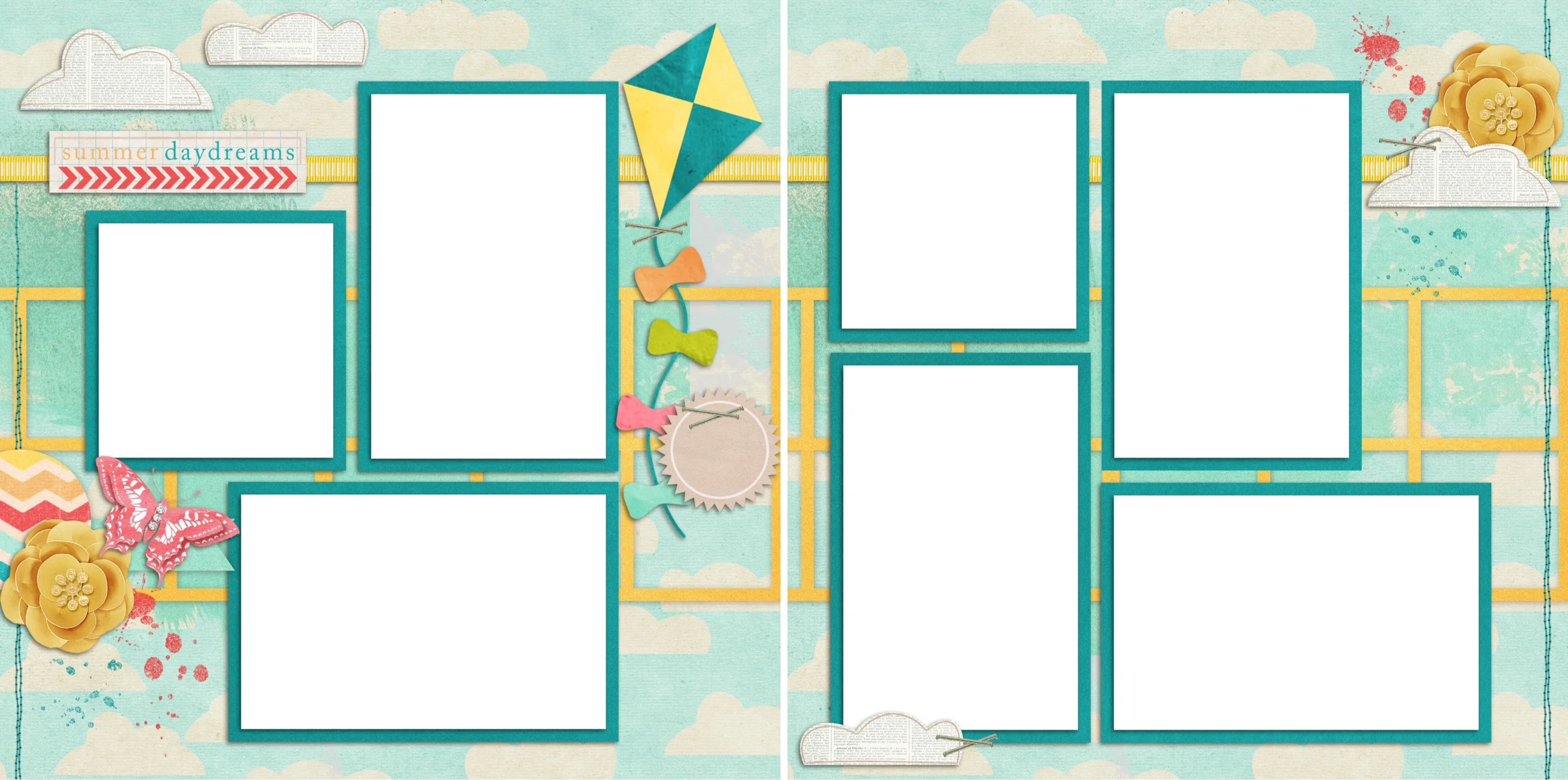 Summer Fun - Digital Scrapbook Pages - INSTANT DOWNLOAD