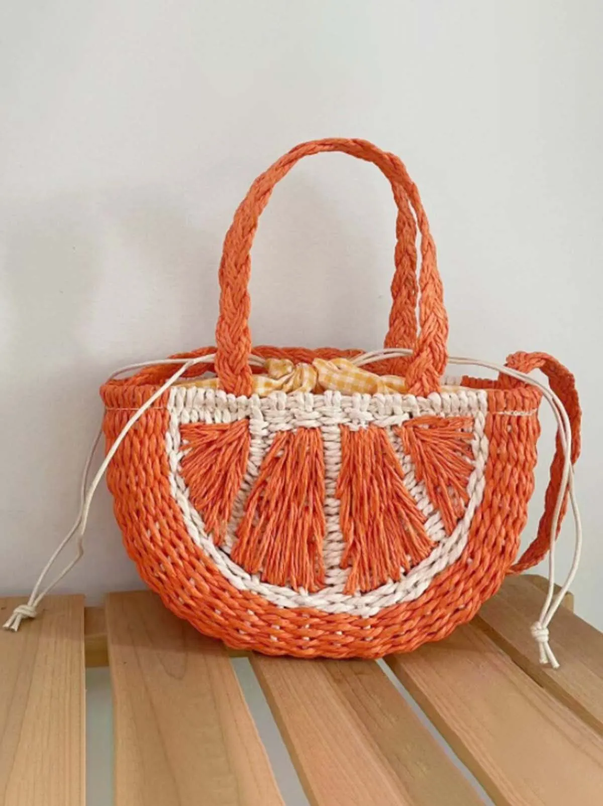 Sweet and Summery Woven Fruit Straw Tote