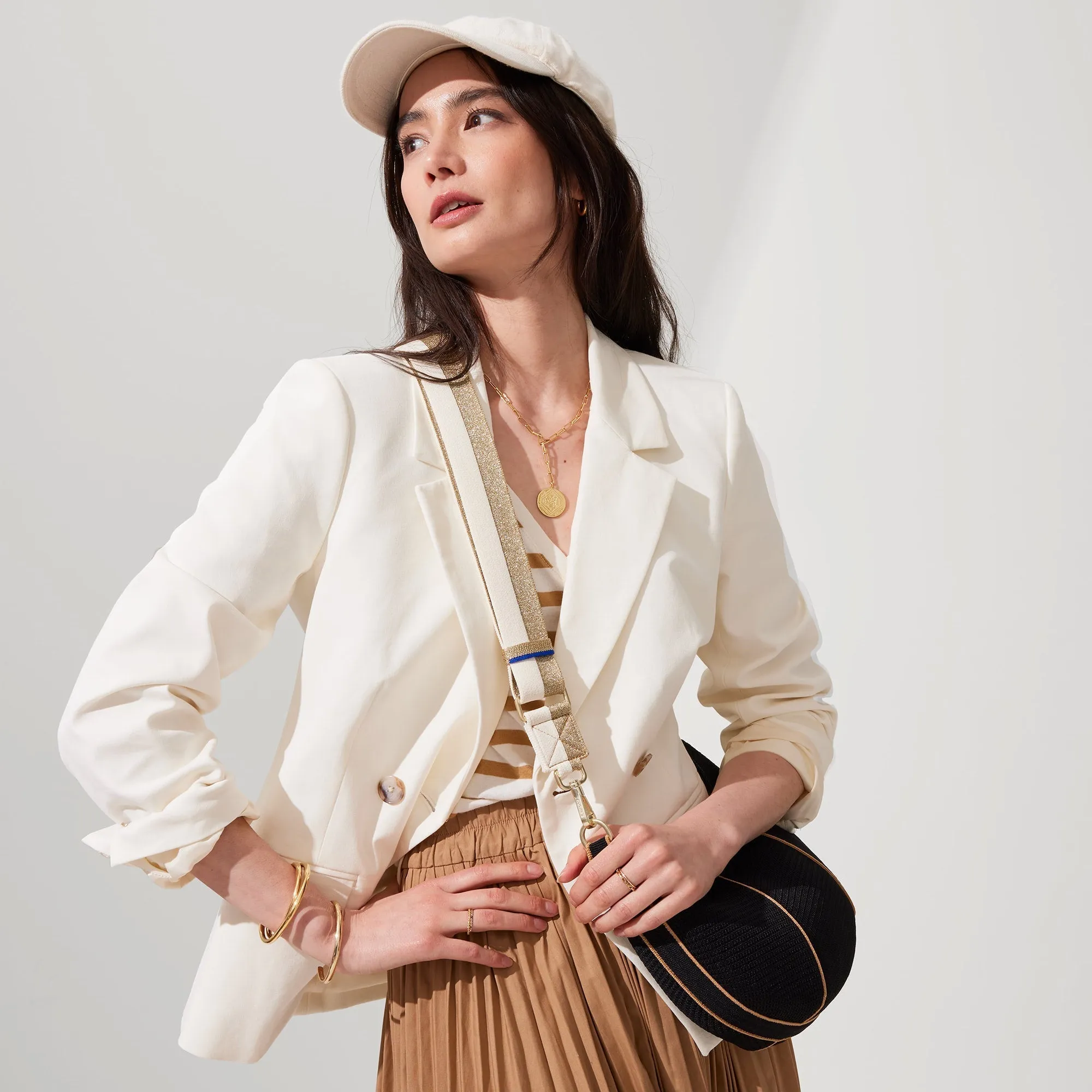 The Crossbody Strap - Gold and White