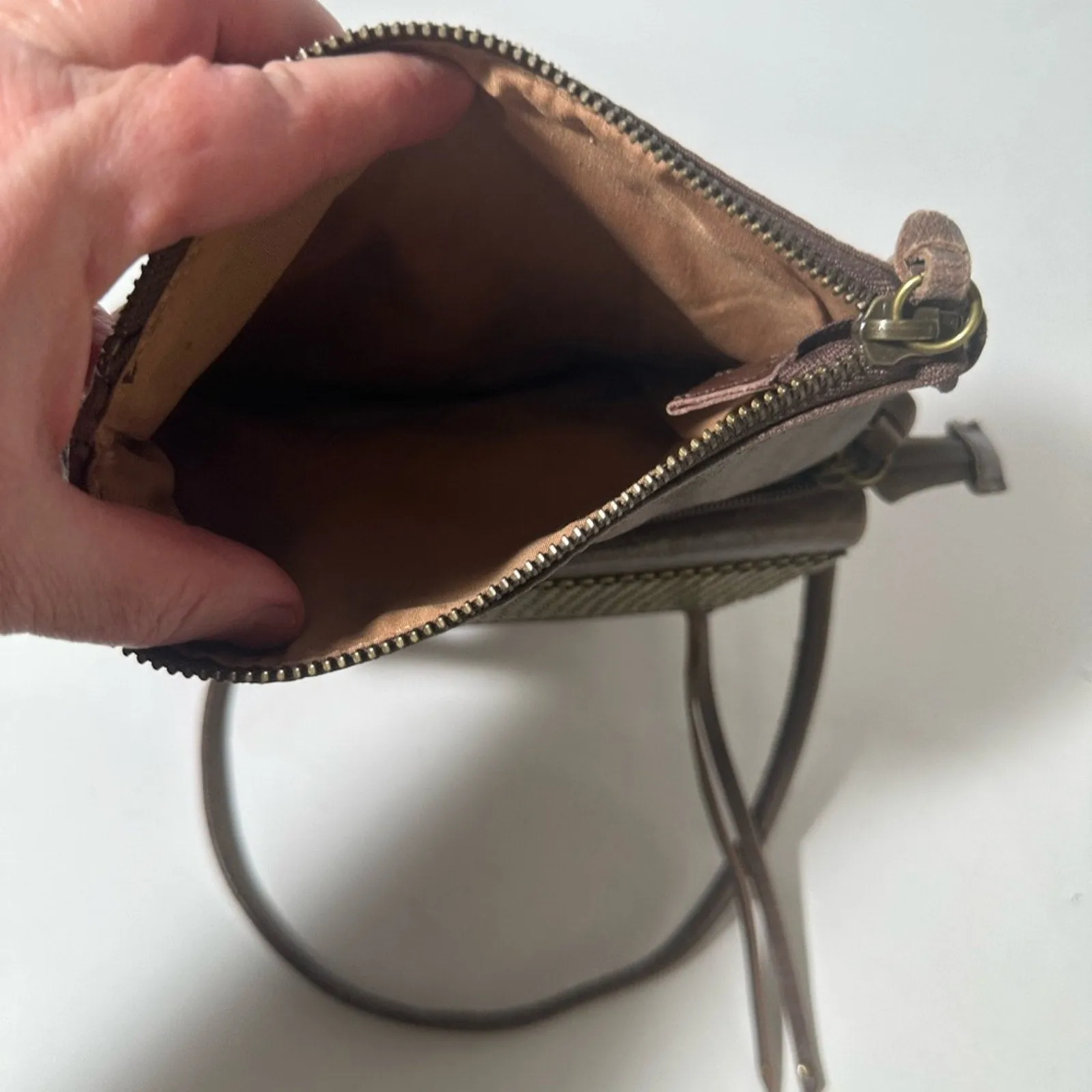 The Sak Brown Crossbody Bag with Metallic Accents