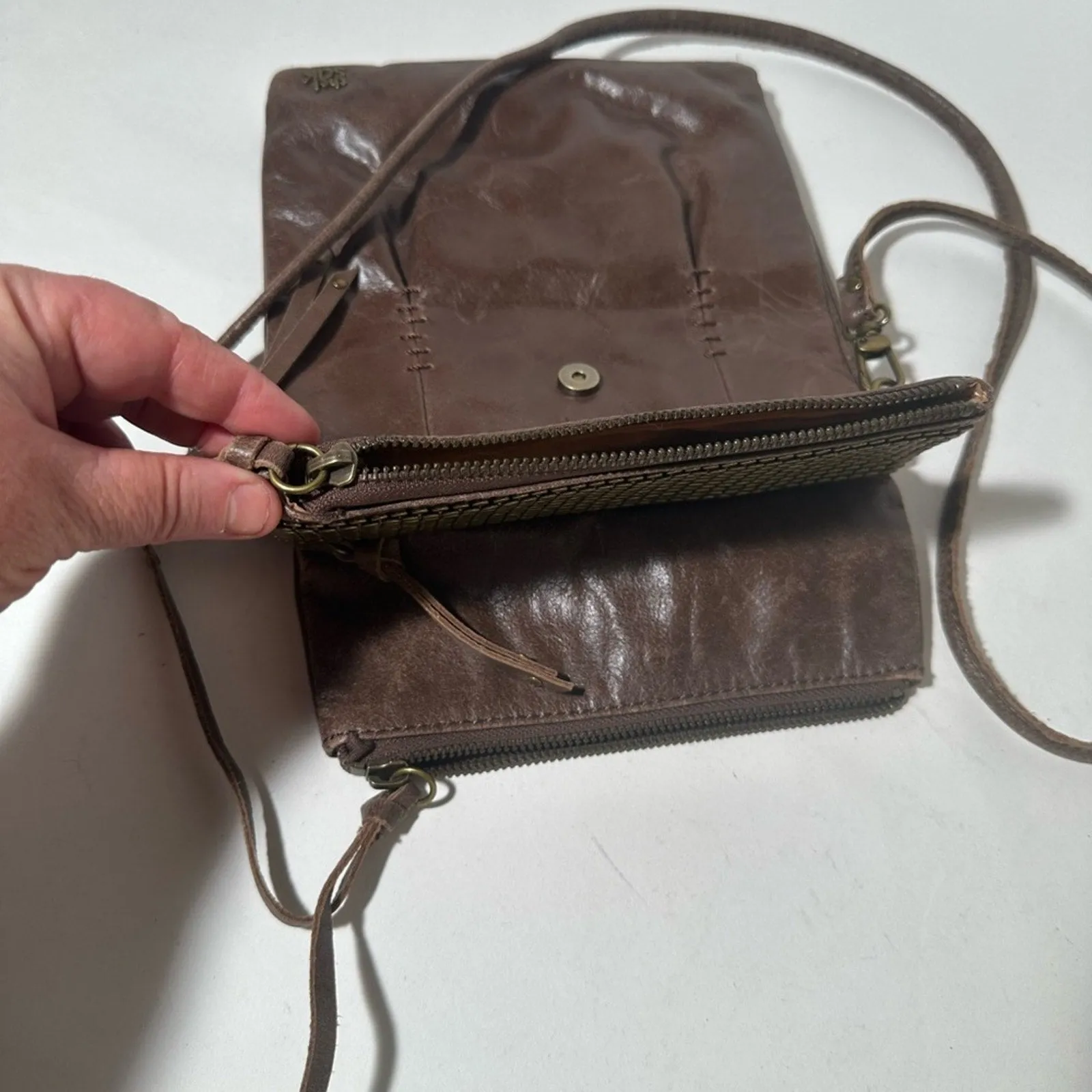 The Sak Brown Crossbody Bag with Metallic Accents