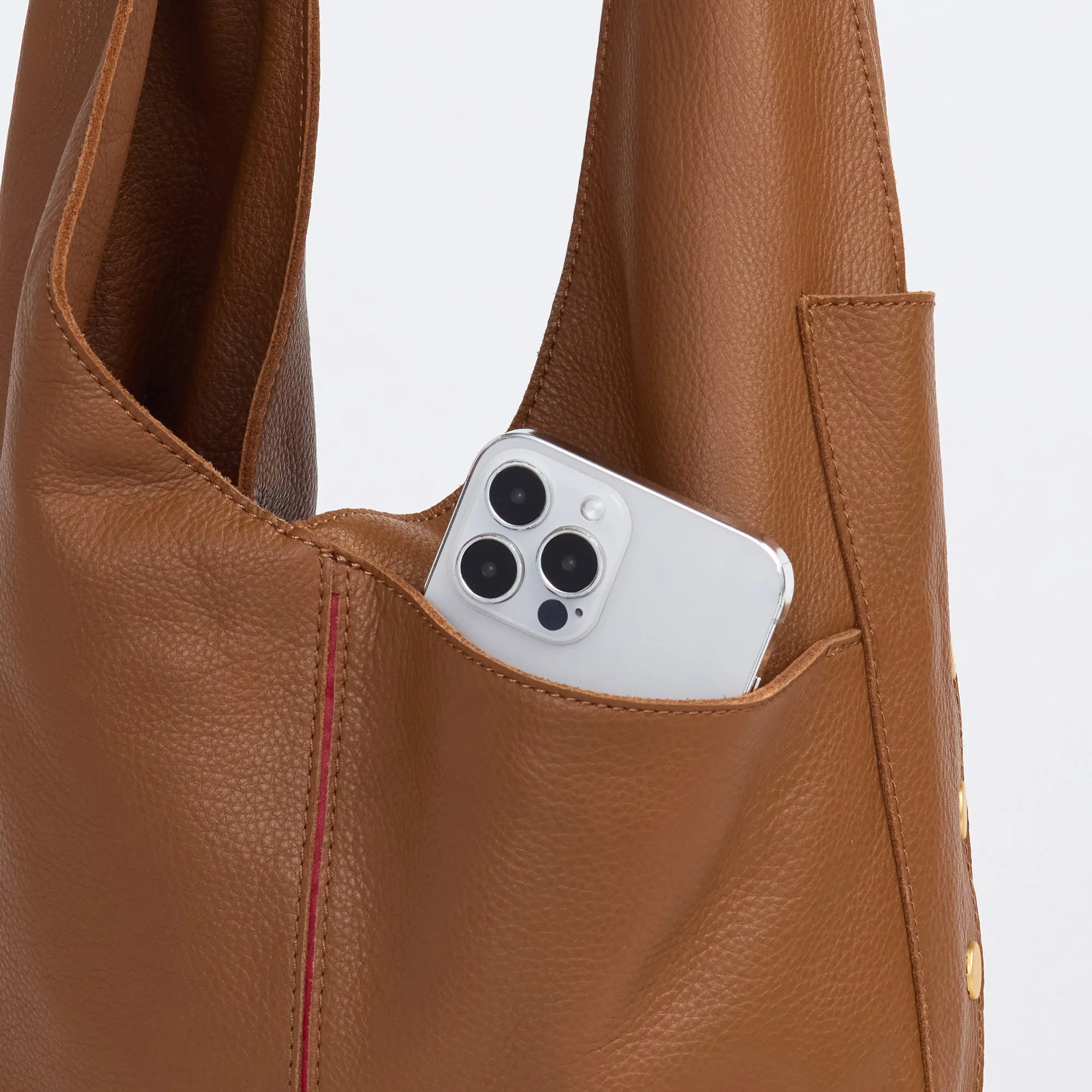 Tom Zip | Mahogany Pebble/Brushed Gold Red Zip