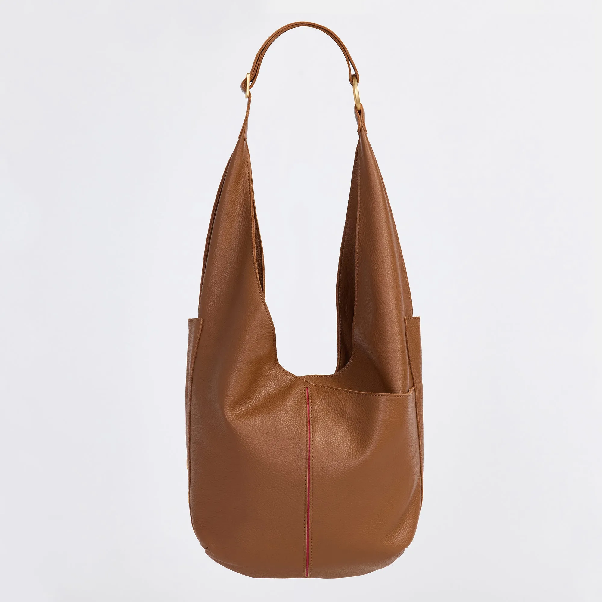 Tom Zip | Mahogany Pebble/Brushed Gold Red Zip