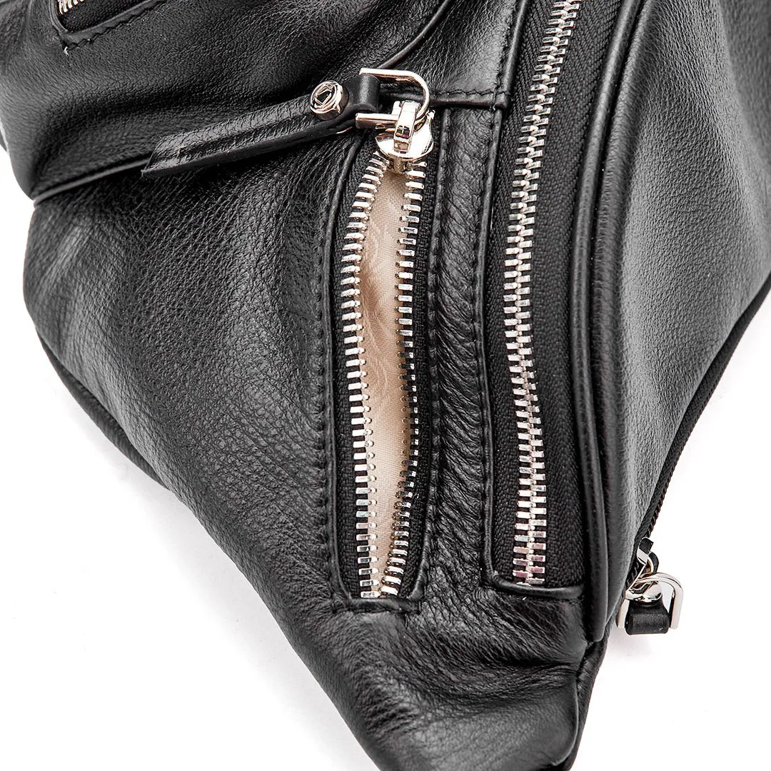 Vanessa Black Leather Bum Bag With Silver Hardware - Limited Edition