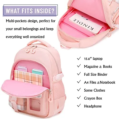 Vimivon Backpack for Girls Kids Elementary School Bag Checkered Water Resistant Teen Girl Travel Daypack Teen Girls Backpack