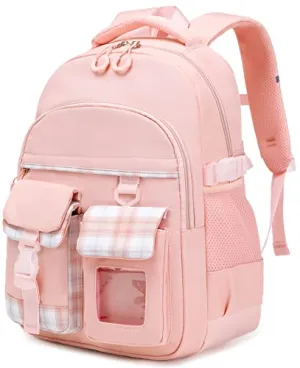 Vimivon Backpack for Girls Kids Elementary School Bag Checkered Water Resistant Teen Girl Travel Daypack Teen Girls Backpack