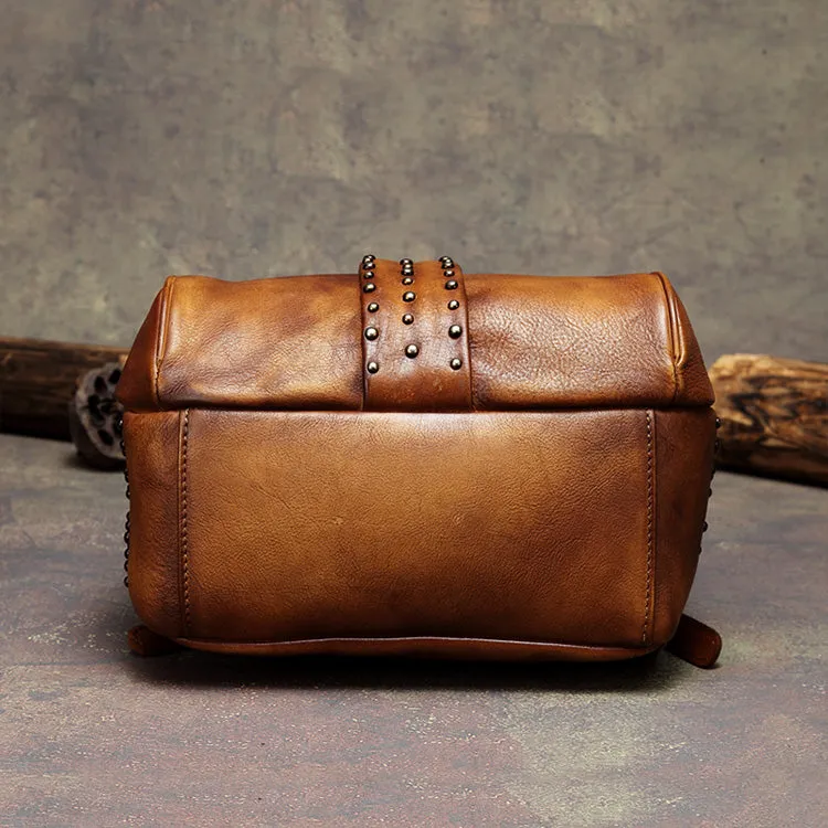 Vintage Womens Brown Leather Backpack Bag Purse Beautiful Backpacks for Women Durable