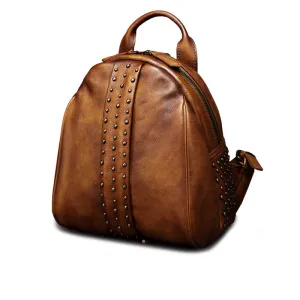 Vintage Womens Brown Leather Backpack Bag Purse Beautiful Backpacks for Women Durable