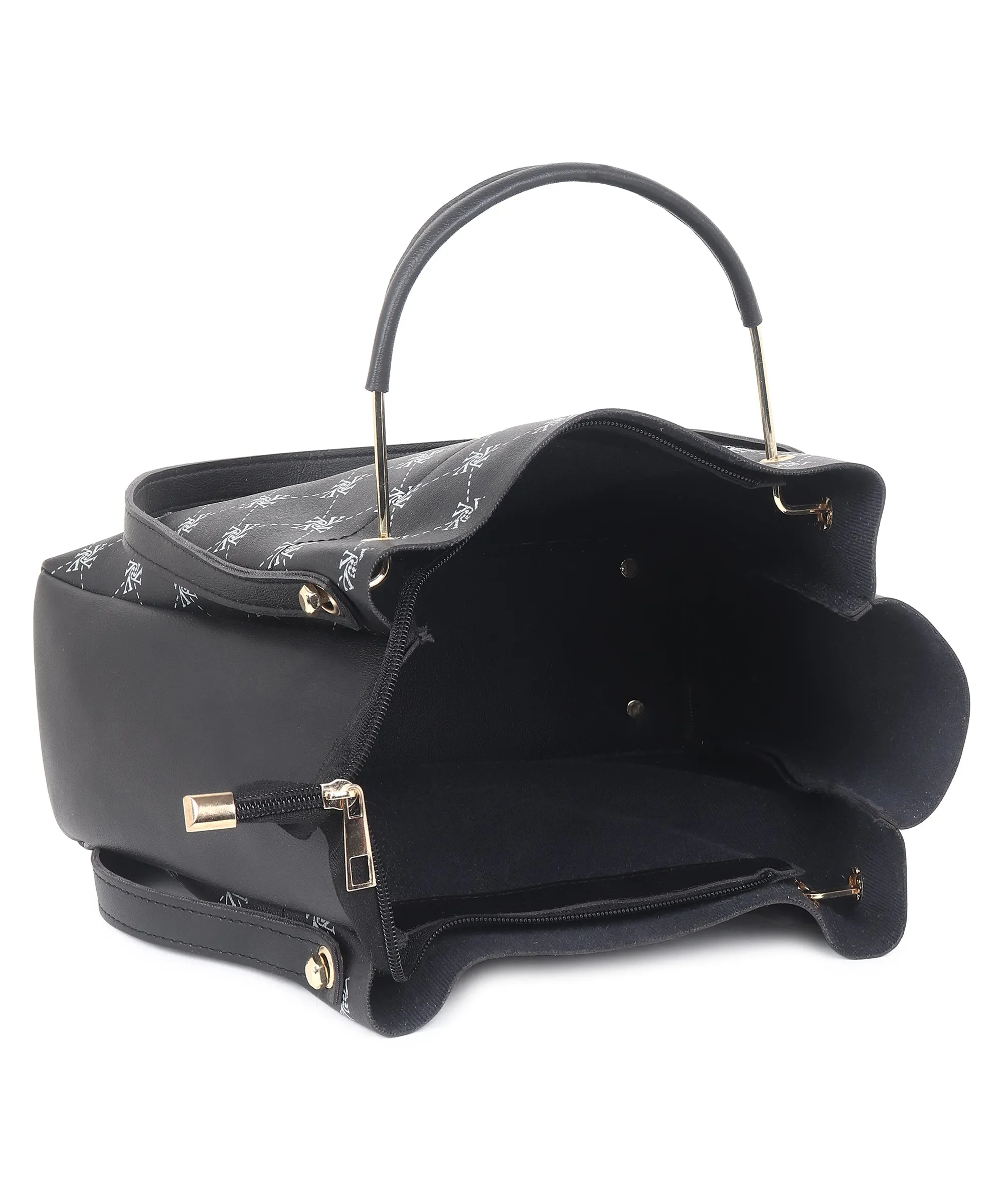 Women Black Printed Handbag (Pack of 2)