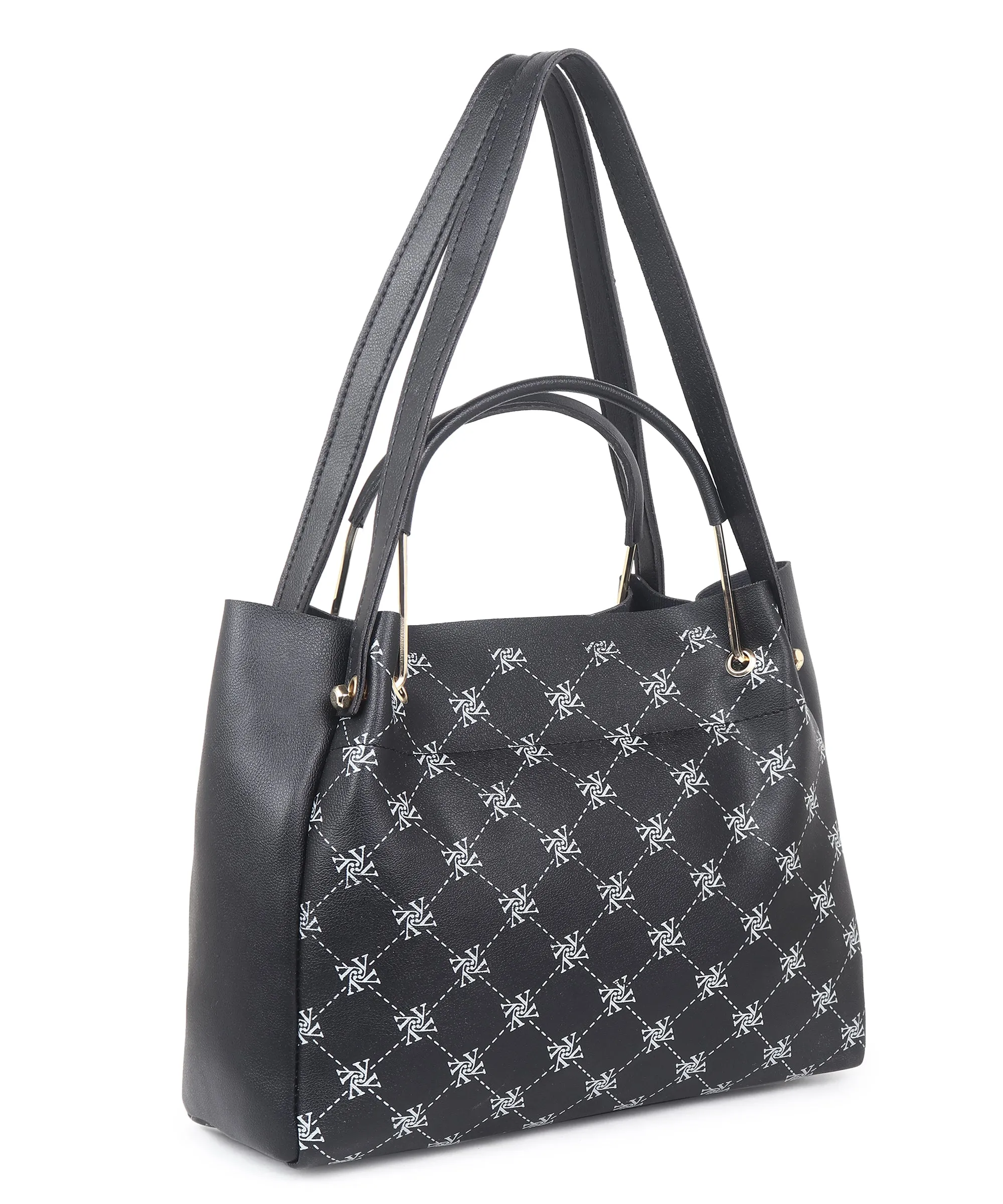 Women Black Printed Handbag (Pack of 2)