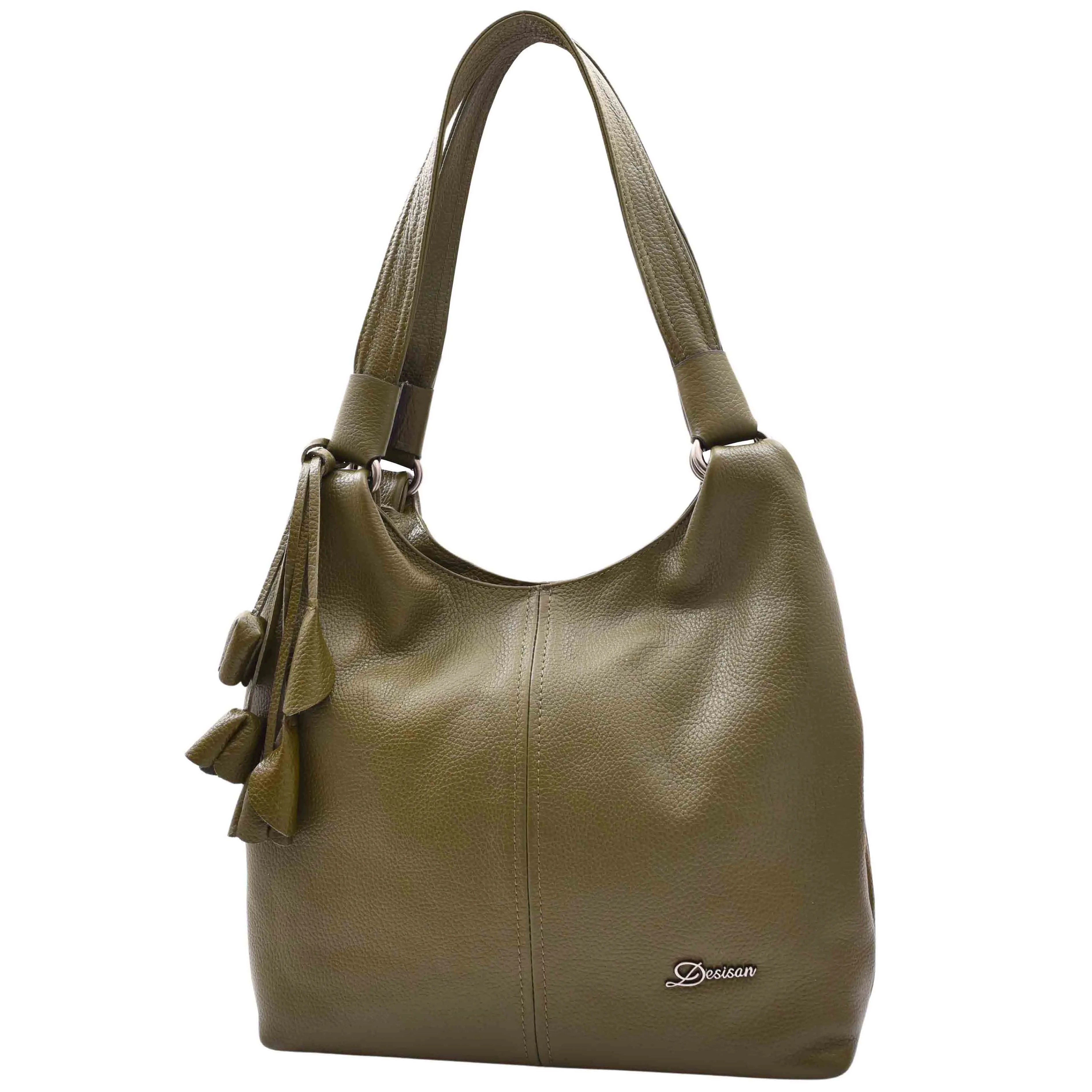 Womens Leather Shoulder Bag Large Hobo Casual Outgoing Multi Pockets Handbag A71 Olive