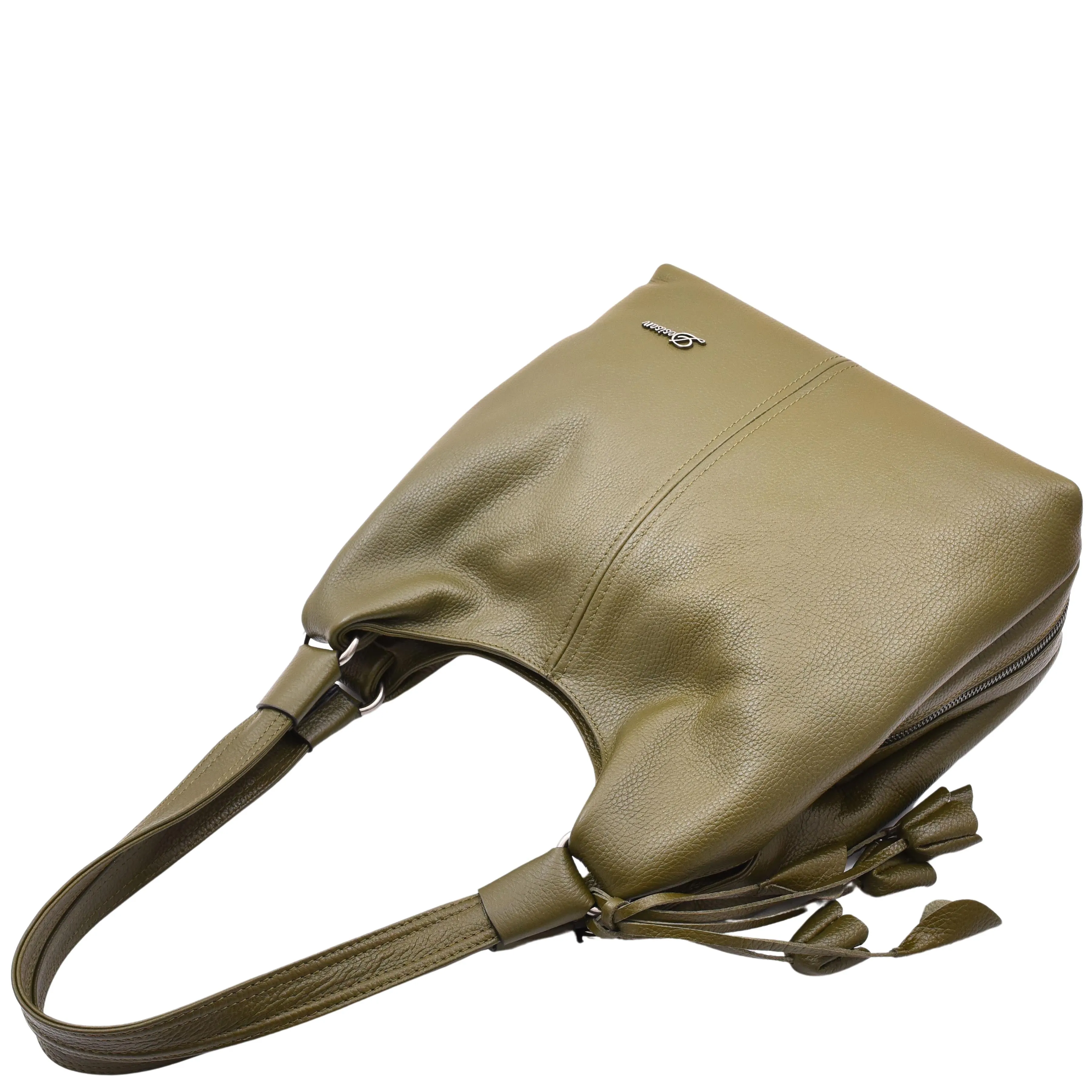 Womens Leather Shoulder Bag Large Hobo Casual Outgoing Multi Pockets Handbag A71 Olive