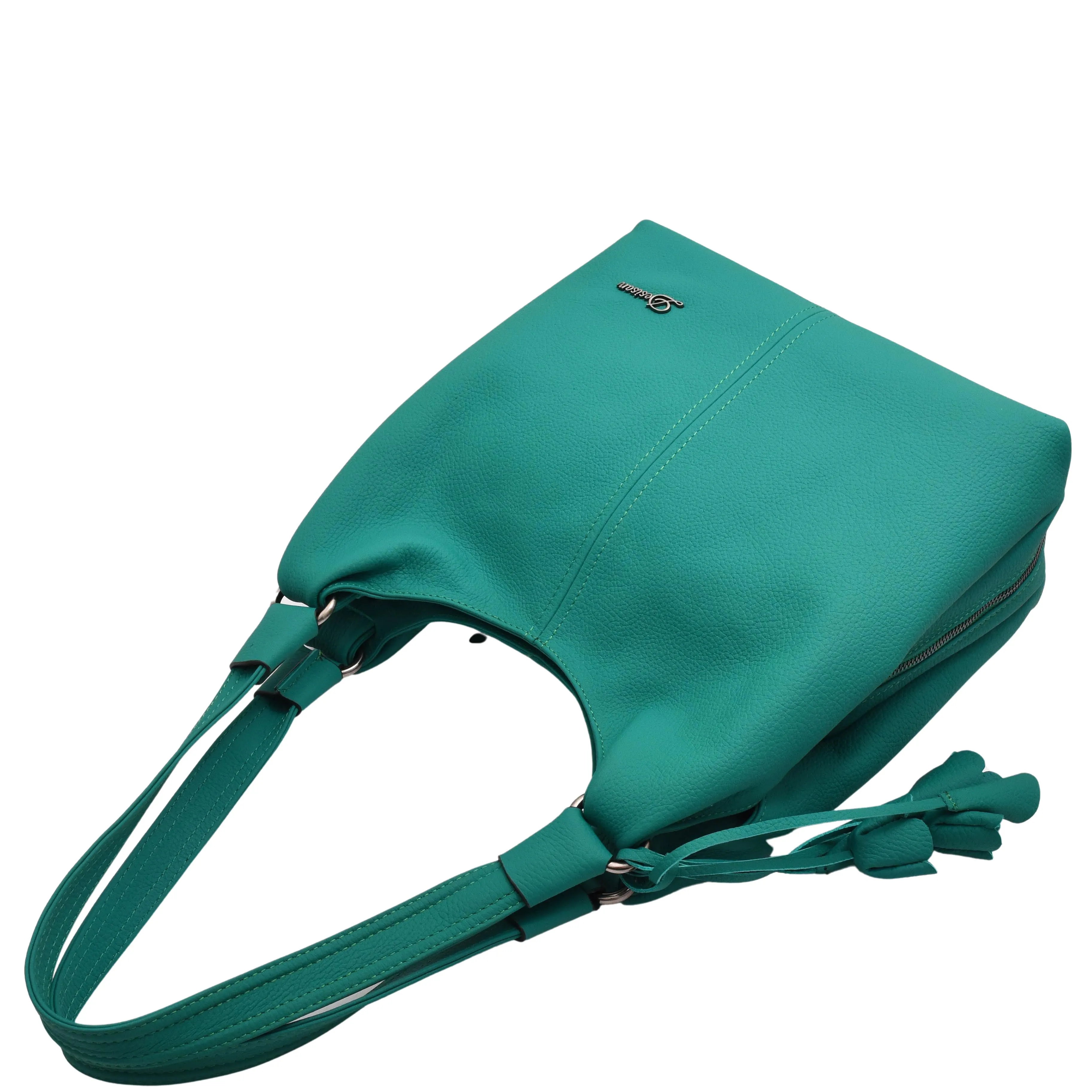 Womens Leather Shoulder Zip Opening Large Hobo Bag Kimberly Green