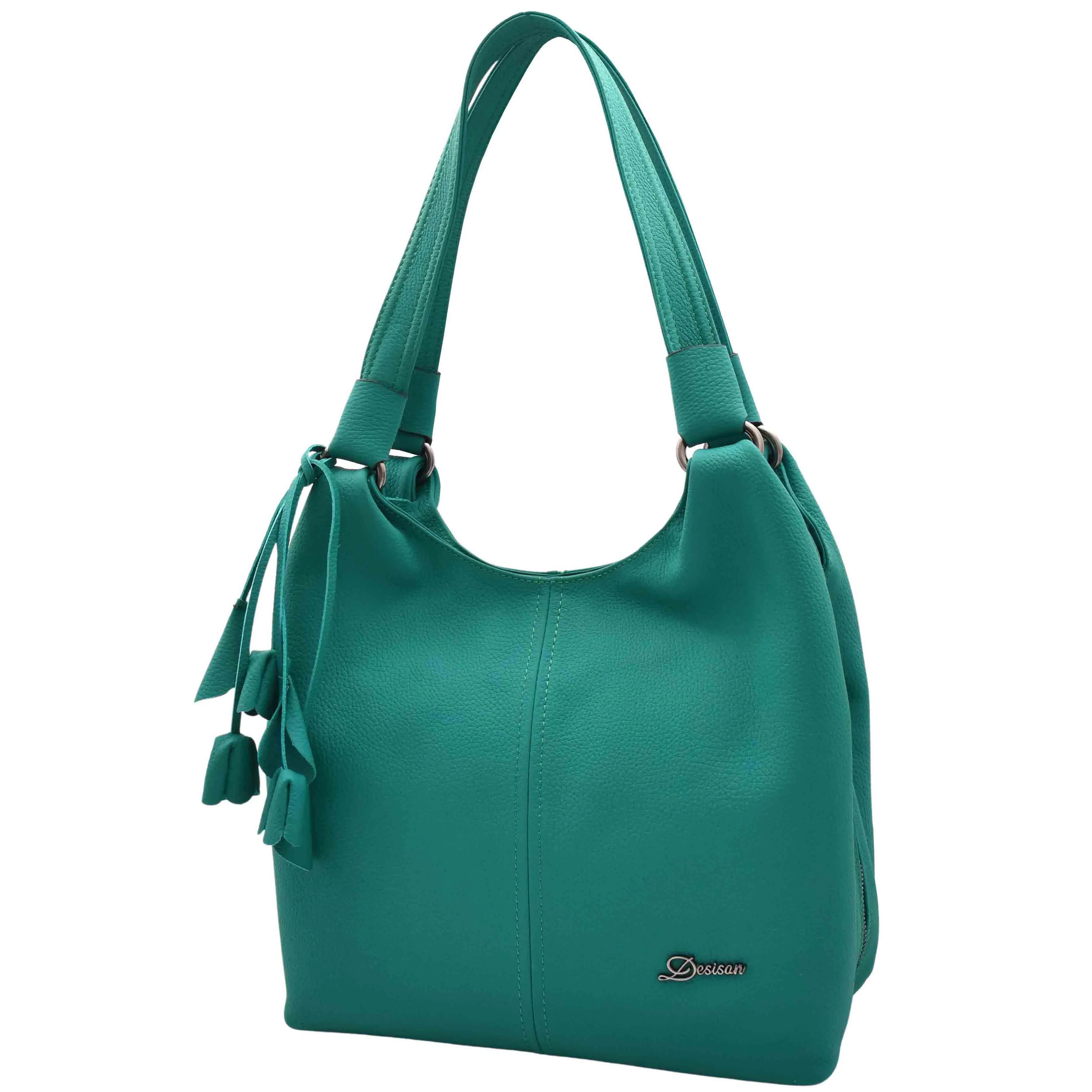 Womens Leather Shoulder Zip Opening Large Hobo Bag Kimberly Green