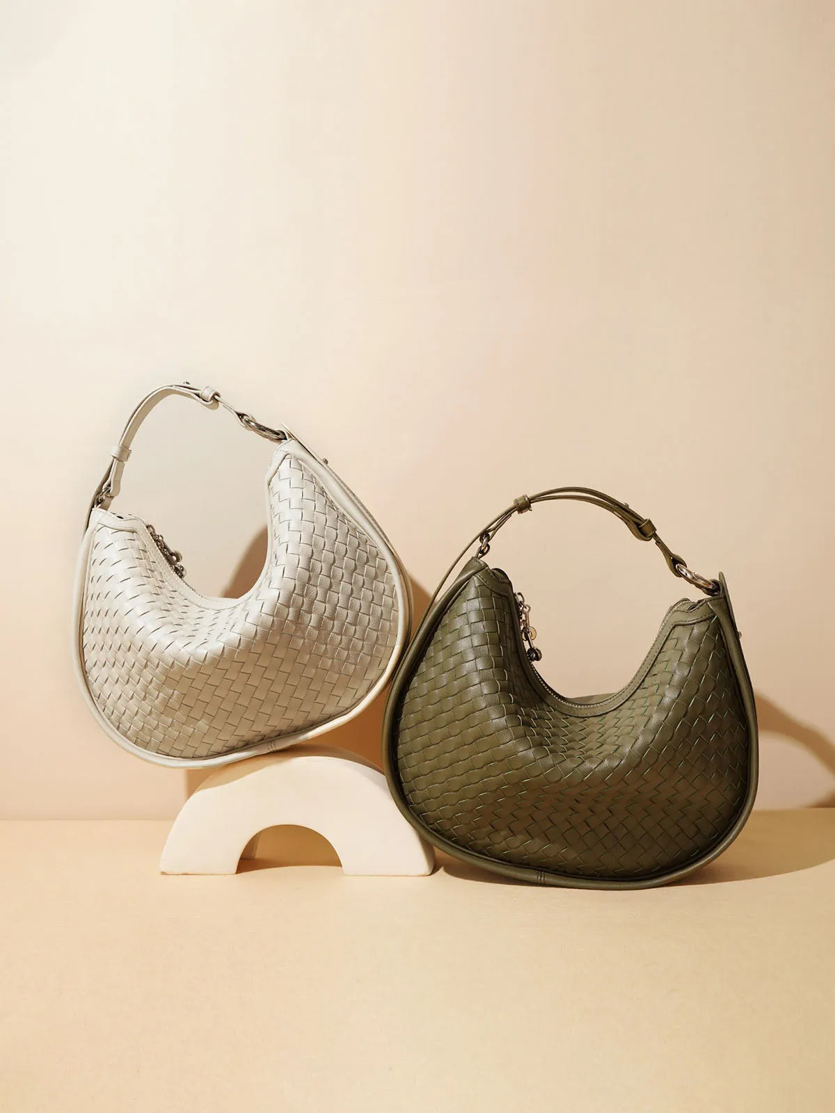Woven Leather Handbag Hobo Bag Dumpling Handbags