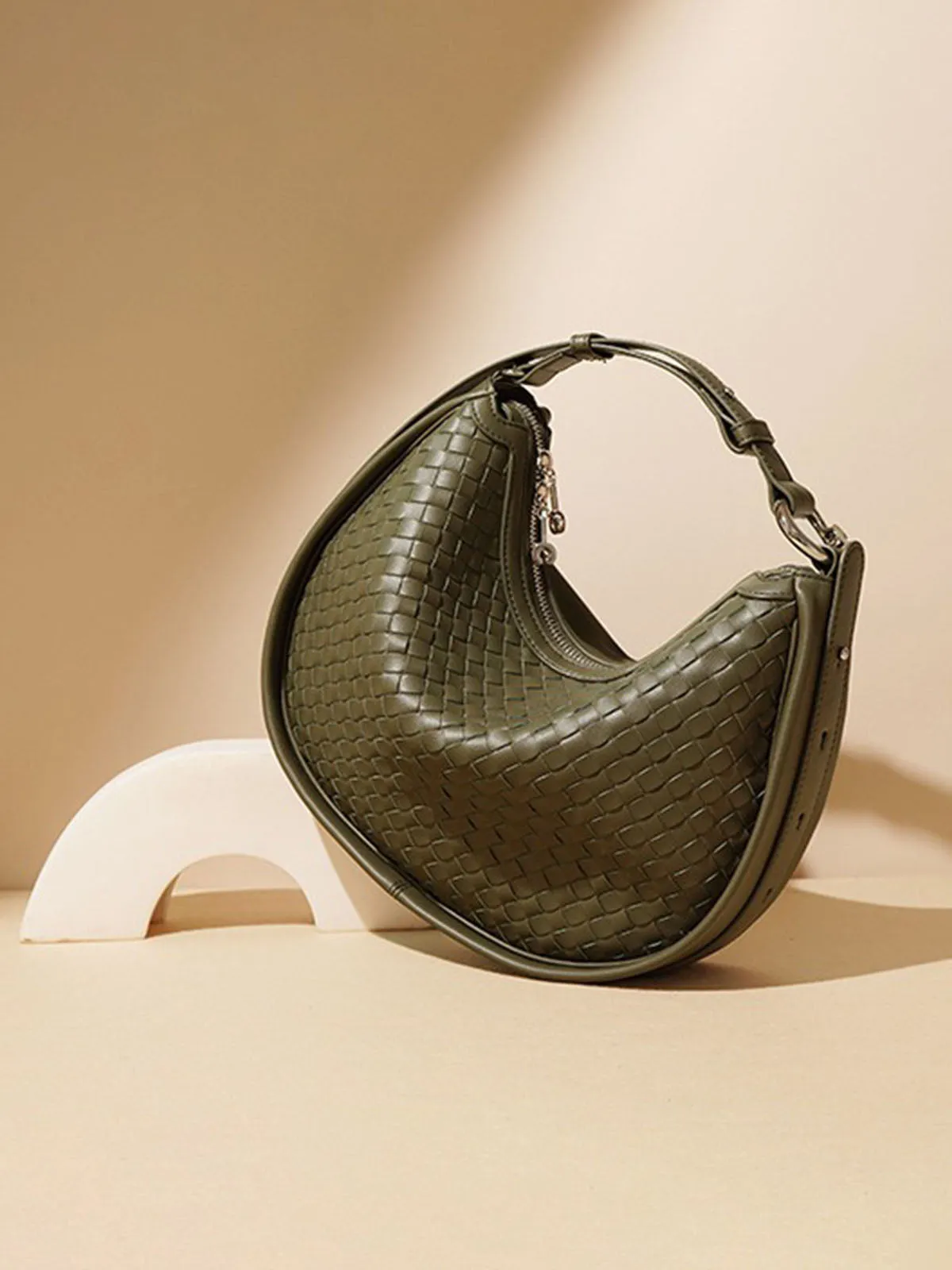 Woven Leather Handbag Hobo Bag Dumpling Handbags