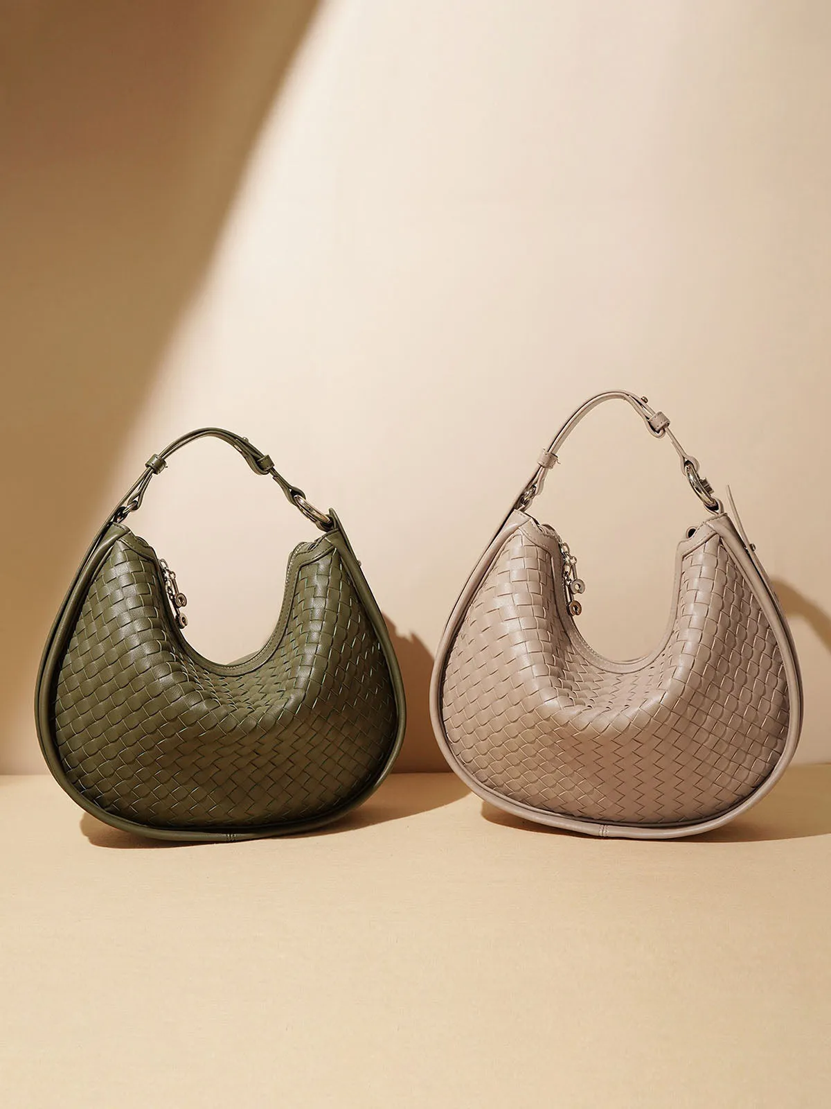 Woven Leather Handbag Hobo Bag Dumpling Handbags