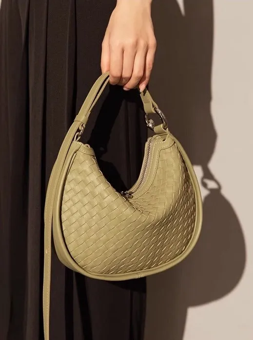 Woven Leather Handbag Hobo Bag Dumpling Handbags